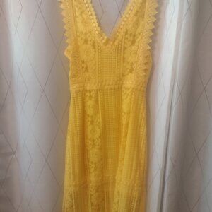 Mango Yellow Lace Dress (NWOT)